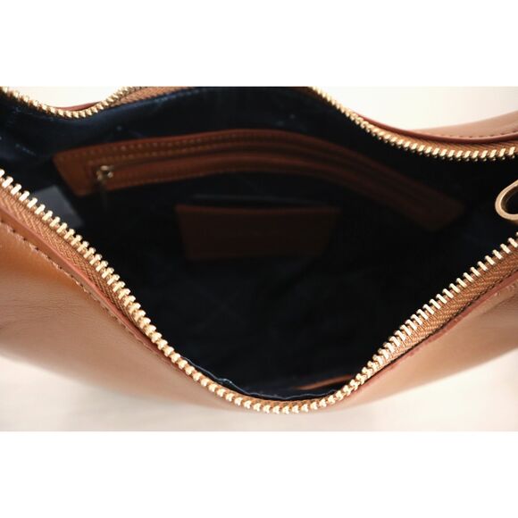 French Connection Cognac PU Leather Moritz Textured Smooth Hobo Shoulder Bag - Picture 12 of 14